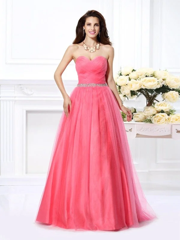 Style Redefined Ball Gown Sweetheart Pleats Sleeveless Long Satin Quinceanera Dresses