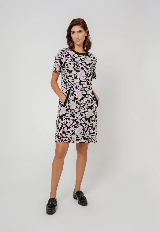 Exclusive Designer Collection Leota Women's Short Sleeve Maddie Dress in Classic Floral Black