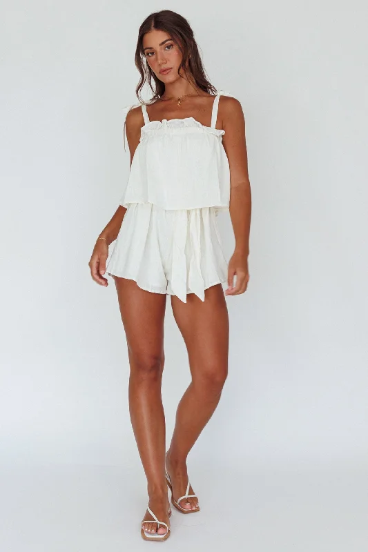 Women's Clothes For The Office Stylish Savings Minnow Tied Shoulder Romper White