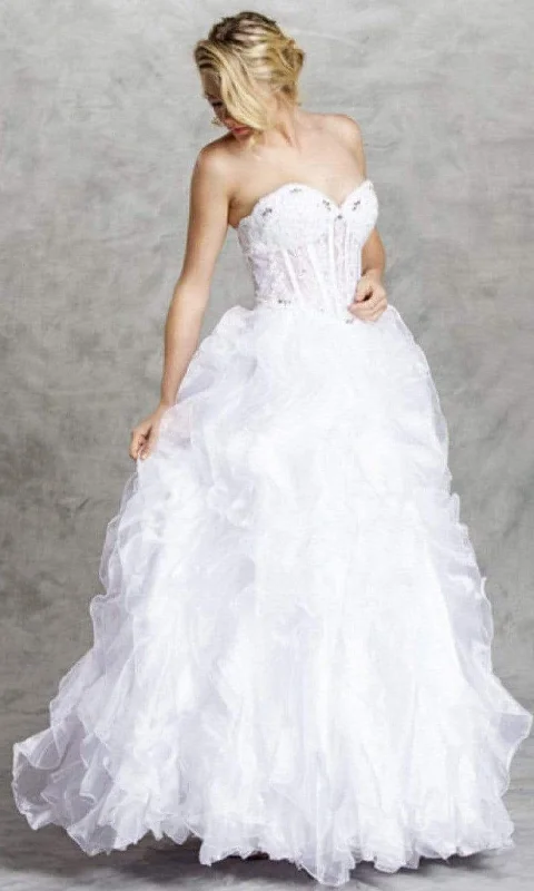 Trendy Threads Aspeed Bridal - LH032 Corset Bod Ruffled Wedding Gown