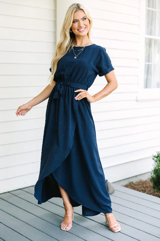 Style Versatile Women's Collection Feeling Stunning Navy Blue Midi Dress