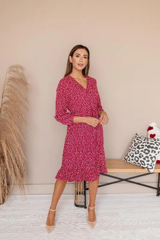 Special Offer For You Sansa Red Floral Ruffle Wrap Dress - Maternity Friendly - Nursing Friendly - FINAL SALE