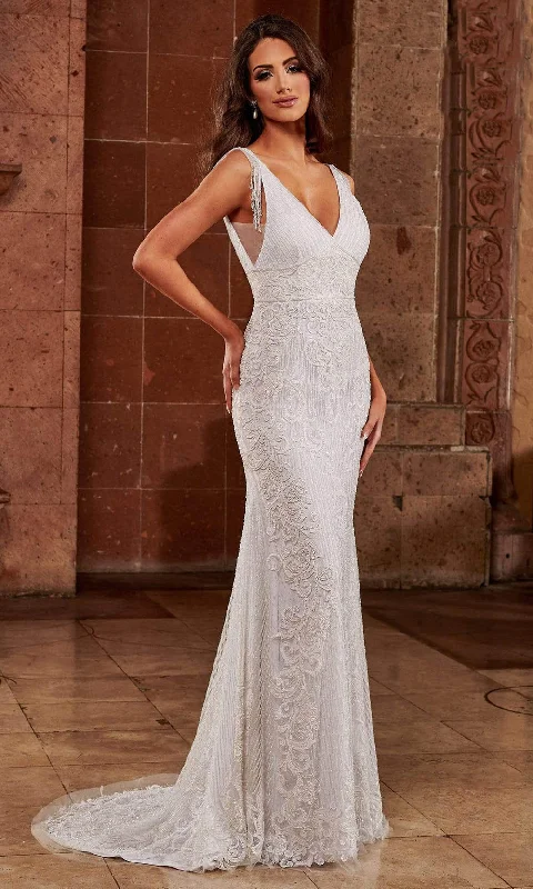 Fresh Styles, Fresh Deals Rachel Allan - M797 Embellished V Neck Sheath Gown