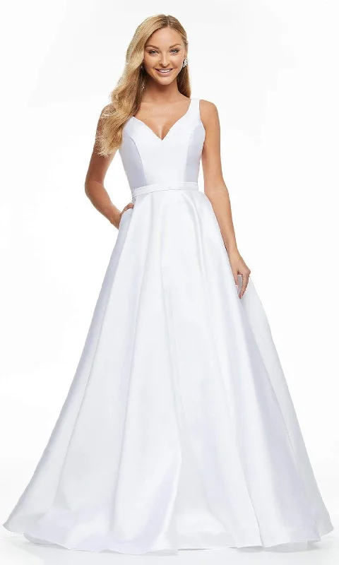 Premium Quality Garments Ashley Lauren - 11094 V Neck Simple A-line Bridal Dress