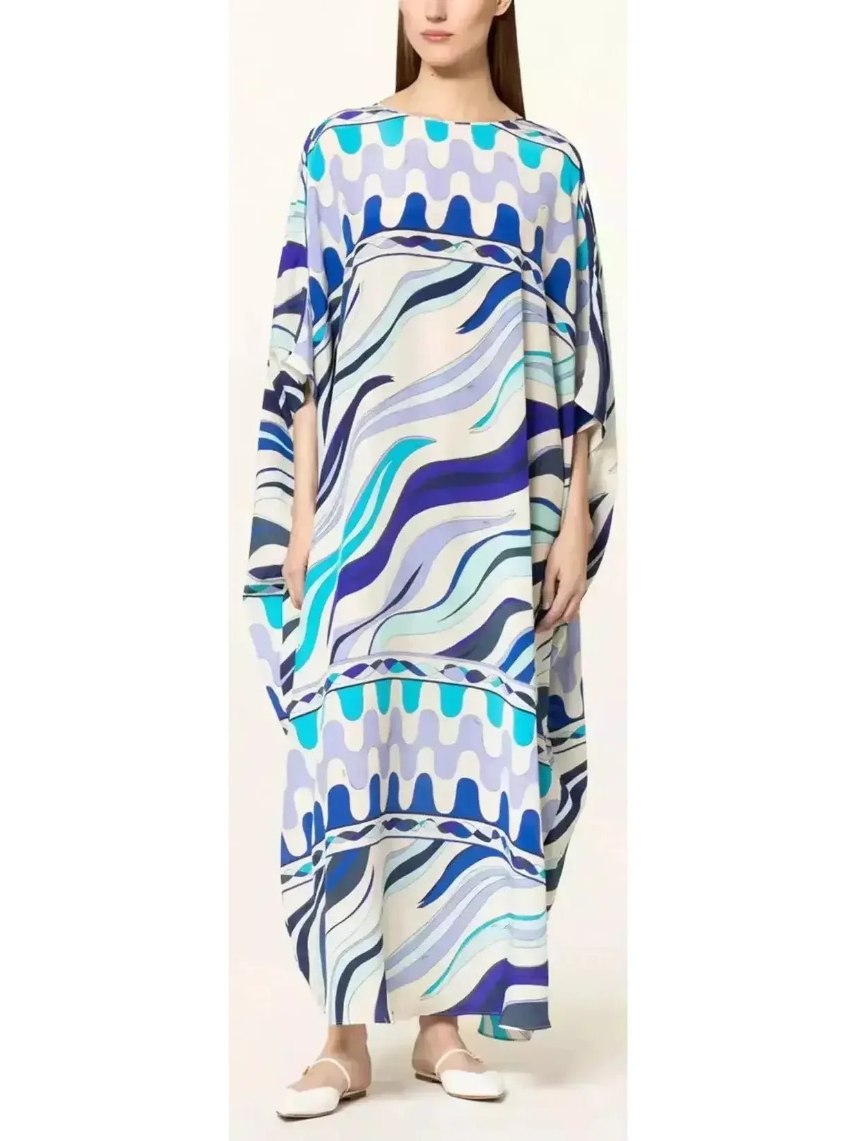 Limited Time Deal Fiamme-Print Silk Maxi Dress