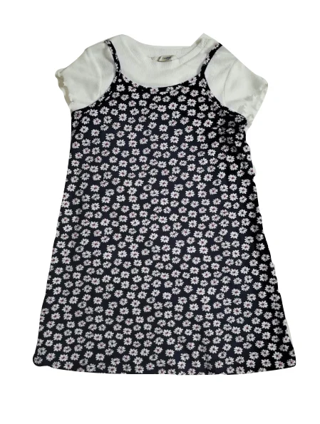 Sophisticated Outfits George Girls 2 Piece Black Floral Dress & White Top