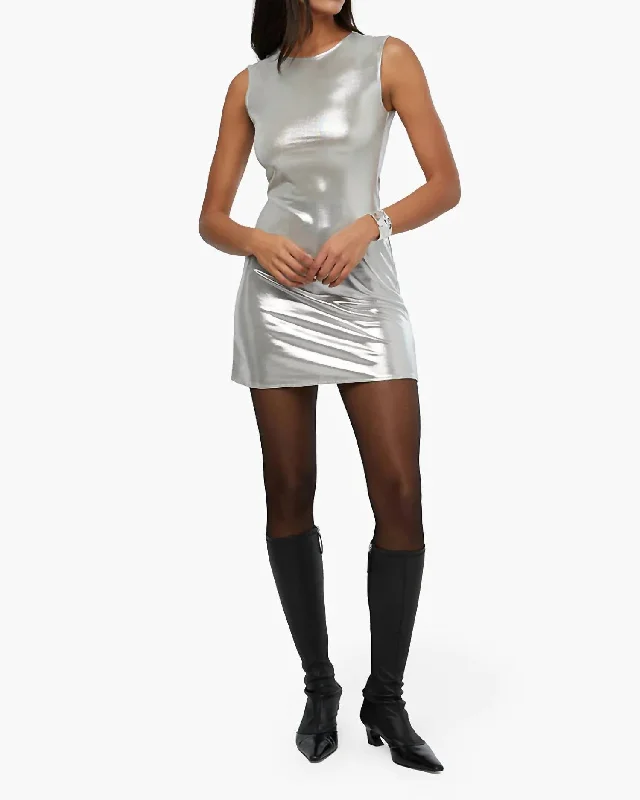 Discount Extravaganza Muscle Tank Mini Dress In Silver