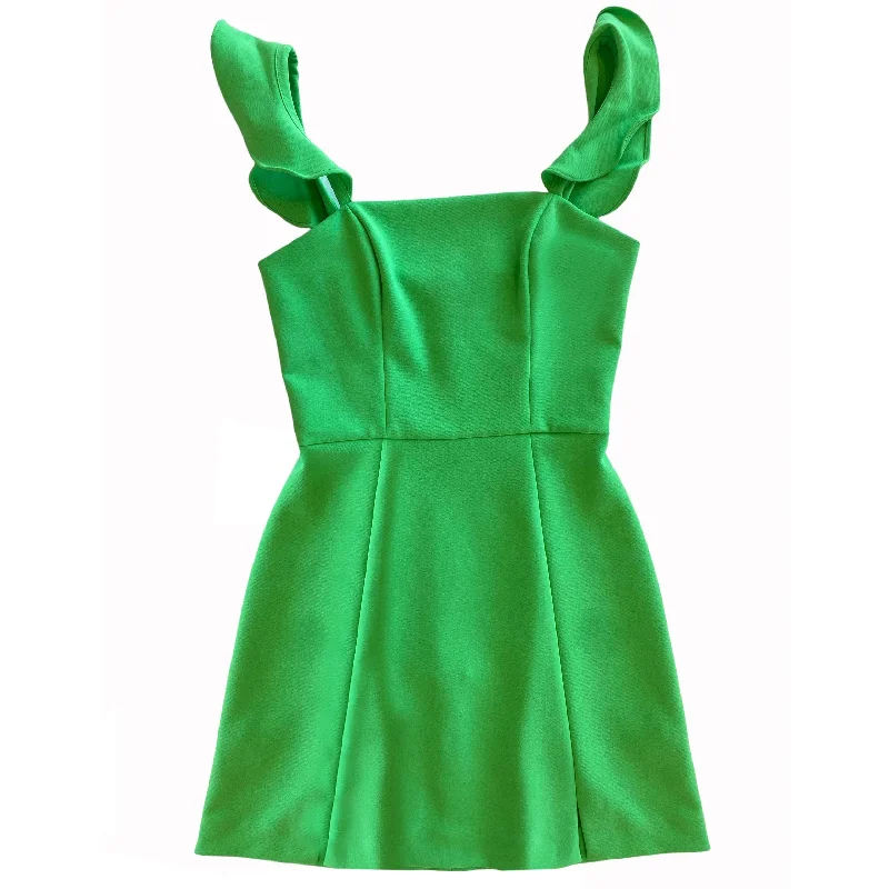 Chic Styles French Connection Women's Whisper Ruffle Strap Mini Dress, Poise Green