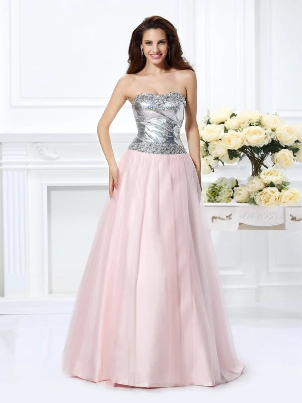 Chic Style, Always In Vogue Ball Gown Sweetheart Beading Sleeveless Long Satin Quinceanera Dresses