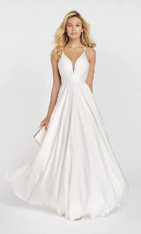 Unleash Your Trendy Side Alyce Paris - 60449 Double Strap Low Neckline Flowy Satin Chiffon Gown