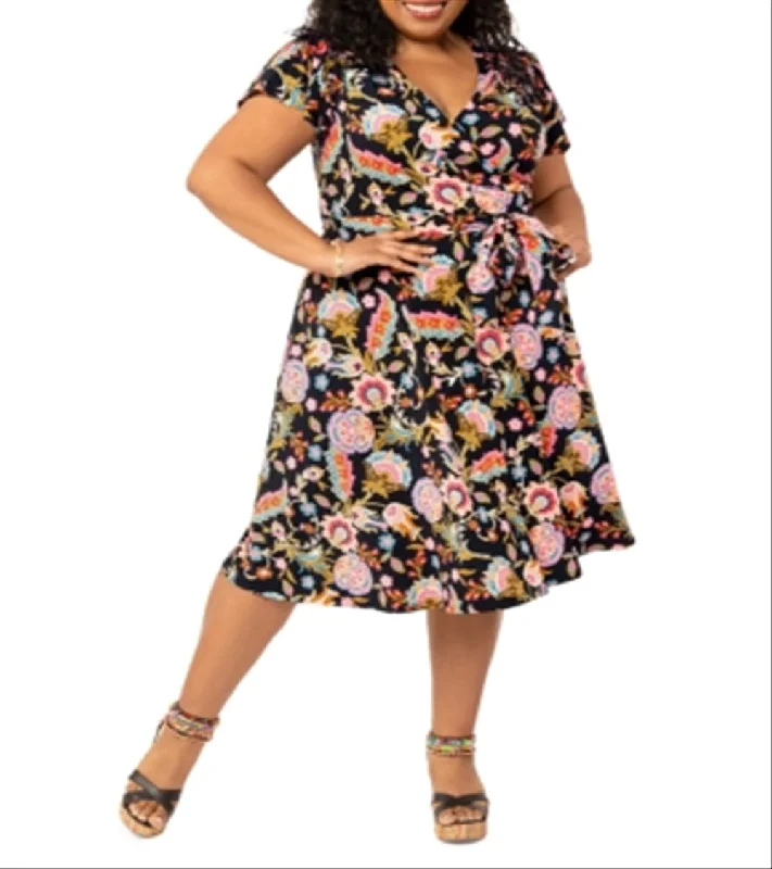 Trendy Threads Leota Women's Monique Floral Dress Black Size 1X