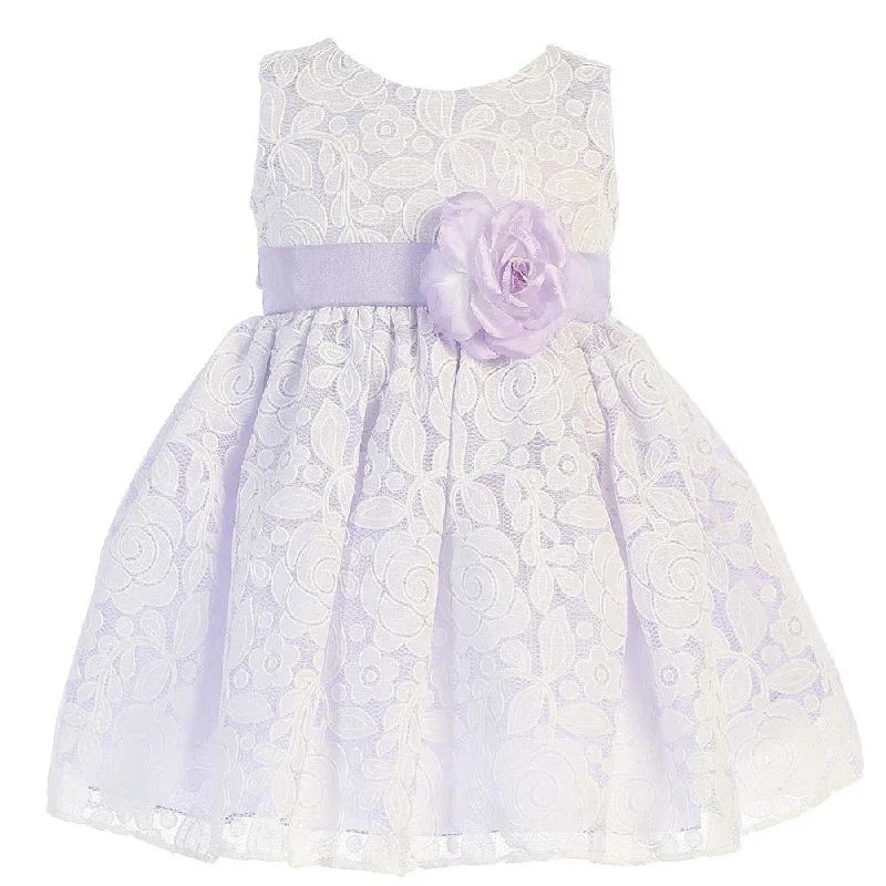 Crazy Price Slashing Little Girls Lilac Floral Tulle Adorned Easter Dress 2T-6