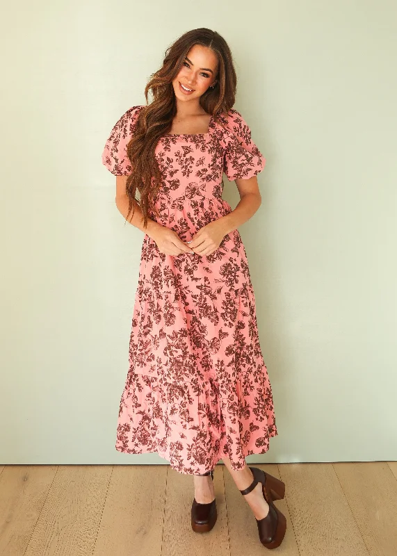 Elegant Attire For The Modern Lady Cassidy Desert Rose Floral Dress - DM Exclusive - Maternity Friendly