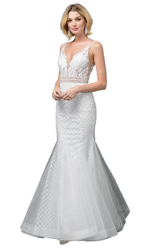 Gorgeous Glamour Collection Dancing Queen 0123 - Plunging V-Neck Lace Wedding Gown