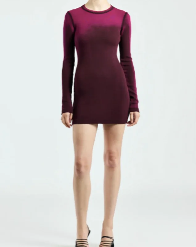 Exclusive Sale Verona L/s Mini Dress- Magenta Cast