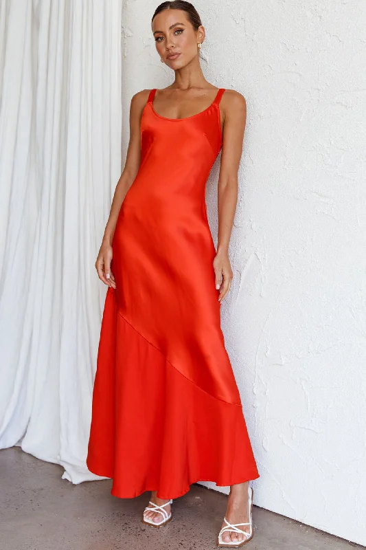 First Order Discount Front Row Scoop Neck Midi Dress Tangerine