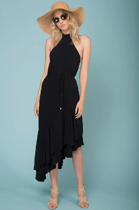 Popular Collection Myah Open Back Midi Dress Black