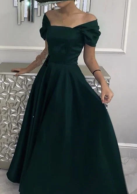 Feminine Allure Long Green Prom Dresses,Cute Satin Formal Evening Dress        S5150