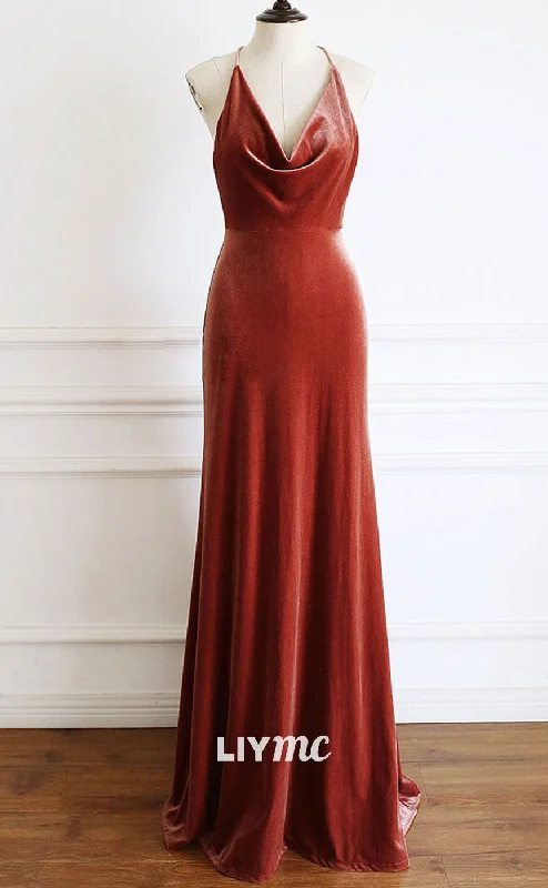 Big Discounts LP1885 - Halter V-Neck Sleeveless Sheath Long Prom Dress