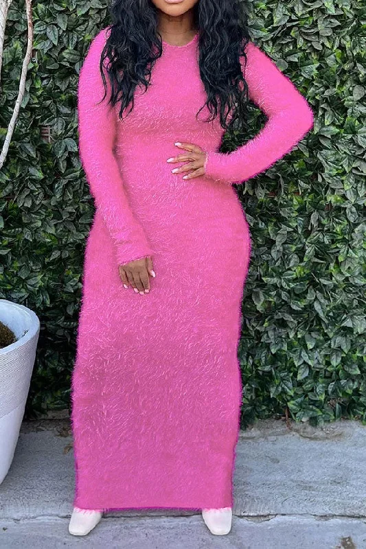 Flash Sale Solid Color Fluffy Maxi Dress