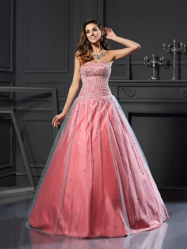 Comfort Centric Apparel Ball Gown Sweetheart Beading Sleeveless Long Satin Quinceanera Dresses