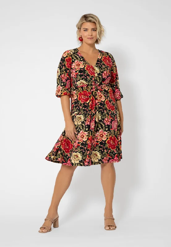 Style Your Wardrobe Leota Women's Tanya Floral Print Dress Red