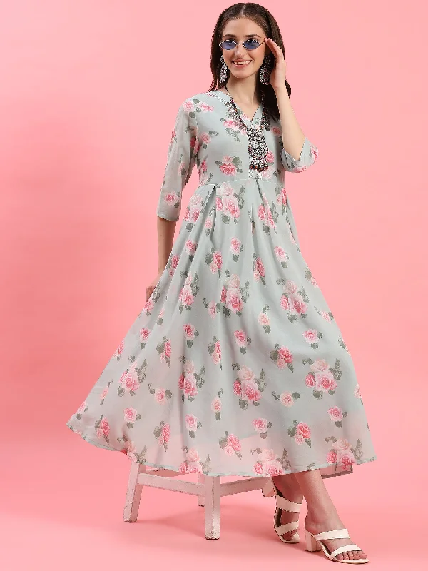 Trend Alert Women Green Floral Dress