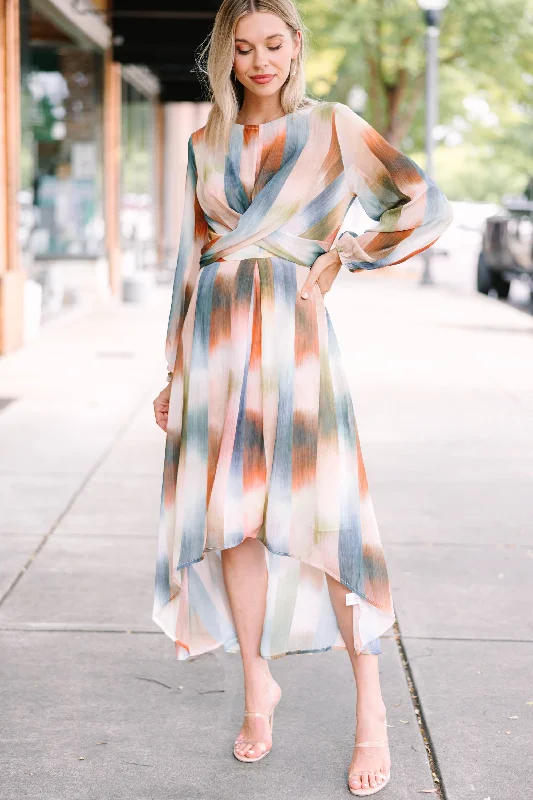 Odd Size Clearance Sale Take Me Away Multi Colored Abstract Midi Dress