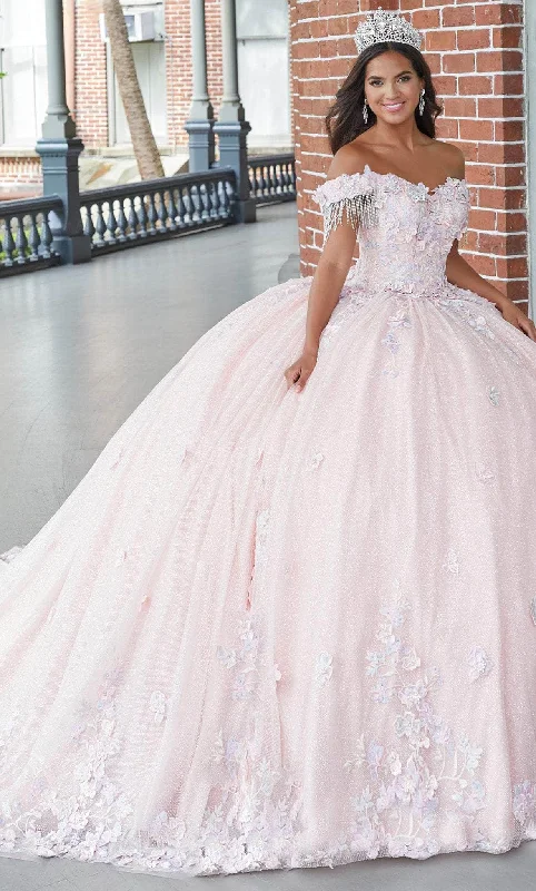 Trend Alert Quinceanera Collection 26051 - Fringe Off Shoulder Glittered Ballgown