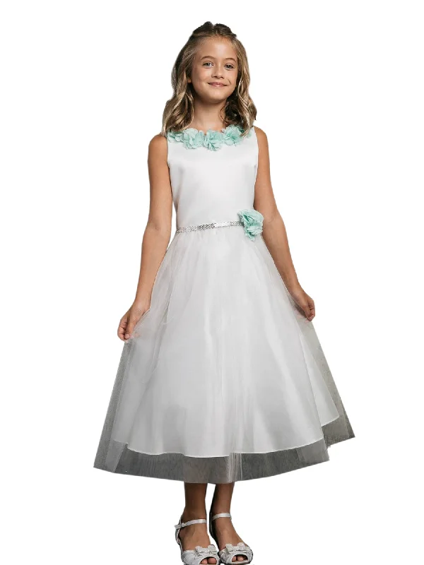 Unbeatable Deals Big Girls Mint Chiffon Floral Brooch Junior Bridesmaid Dress 8-20