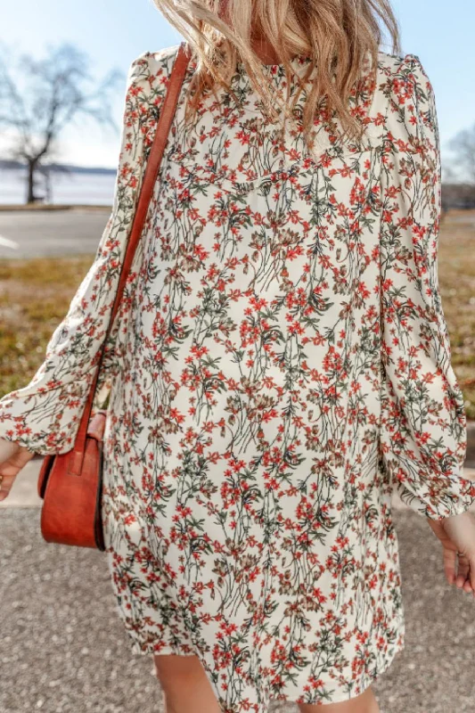 Trend Forward Threads For Her Floral Round Neck Long Sleeve Dress