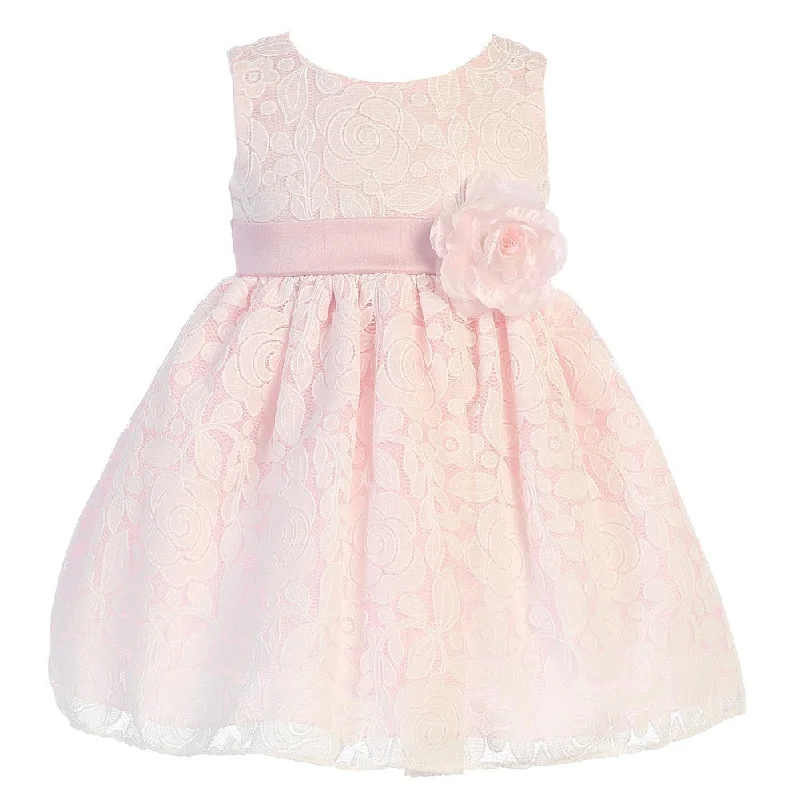 Insane Discount Onslaught Little Girls Pink Floral Tulle Adorned Easter Dress 2T-6