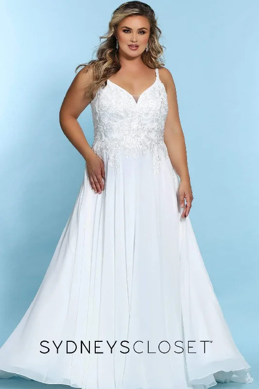 Elevate Your Wardrobe Sydney's Closet Bridal - SC5247 Embroidered V Neck Wedding Dress