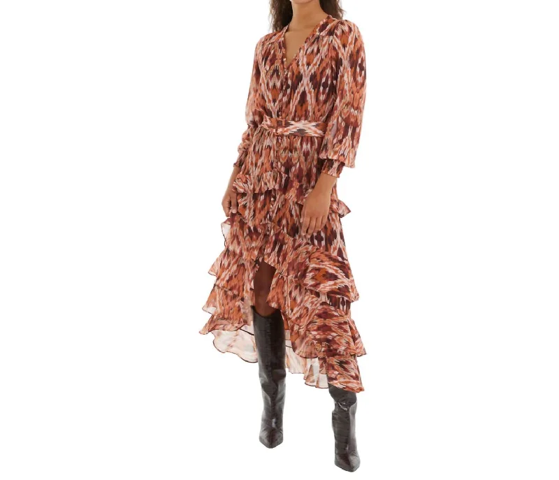 Trend Alert Gemini Dress In Terracotta Ikat Print