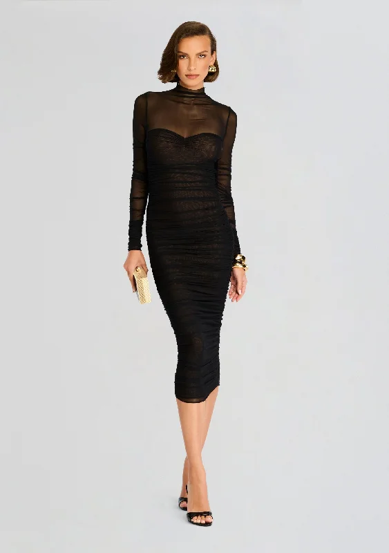 Women's Fashion Hotspots Trina Mesh Ruched Midi Dress