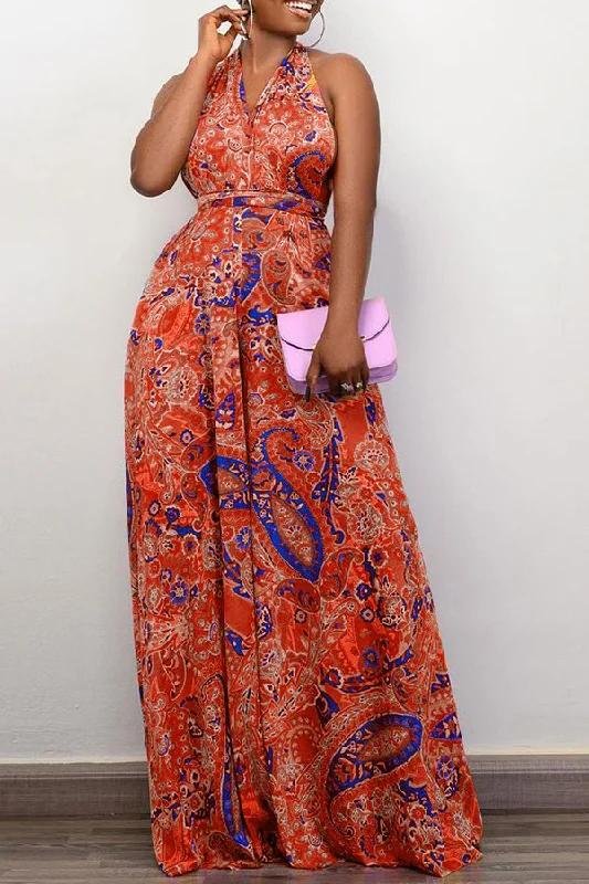 Budget Friendly Paisley Print Versatile Strappy Maxi Dress