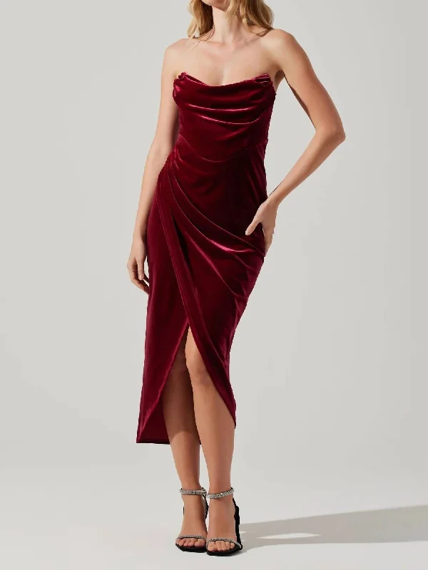 Inspired By You, Designed For You Meghan Velvet Draped Mini Dress In Crimson Red