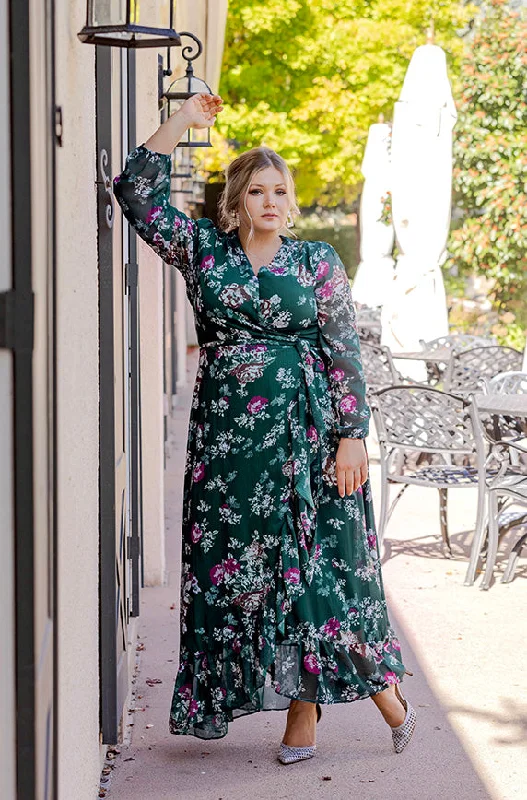 Special Offer Melanee Pine Floral Wrap Dress - DM Exclusive - Maternity Friendly - Nursing Friendly - Restocked