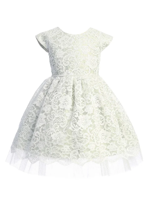 Shop Our Looks Little Girls Sage Pearl Trim Floral Lace Crystal Tulle Flower Girl Dress 2-6