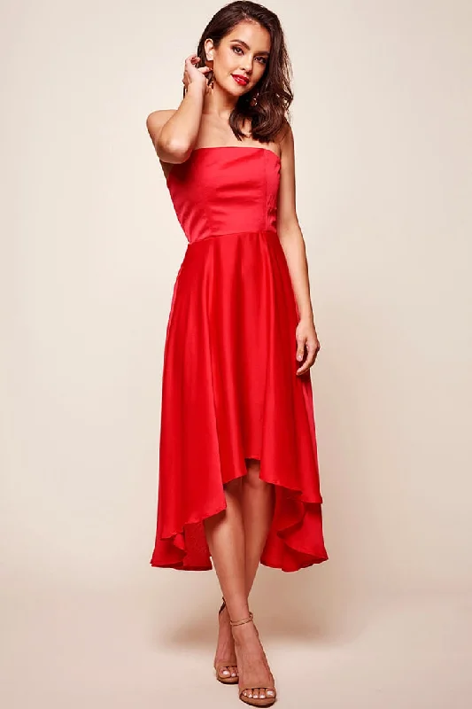 Hurry Before It's Gone Mia Strapless A-Line Midi Dress Red