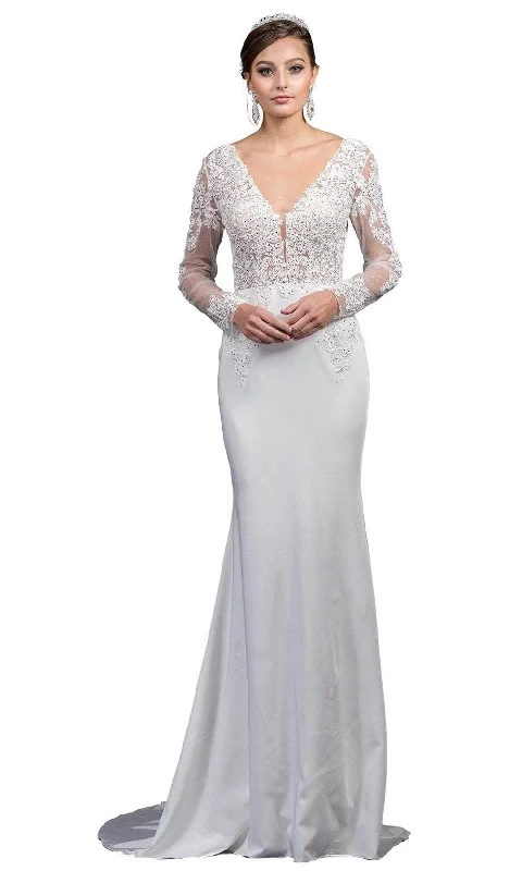 Style Your Wardrobe Dancing Queen 0052 - Long Sleeve V-Back Wedding Gown