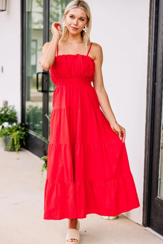 Massive Savings Keep Your Love Tomato Red Midi Dress