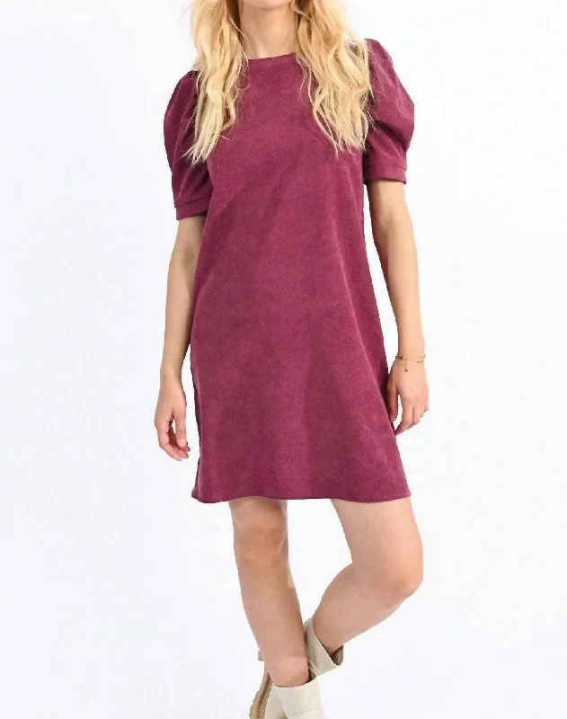 Effortless Everyday Wear Velvet Mini Dress In Plum