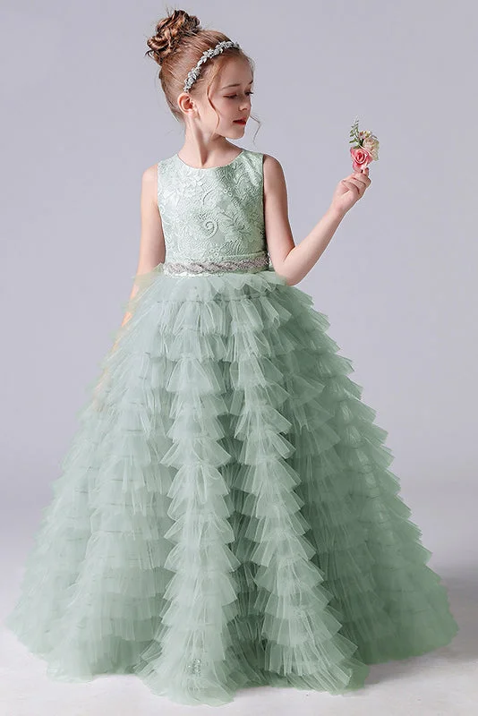 Special Offers A Line Lace Tulle Princess Flower Girl Gown With Belt