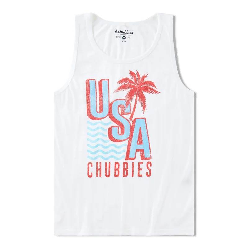 Chic Styles Chubbies The Chub-Spangled Banner Tank Top - Pure White