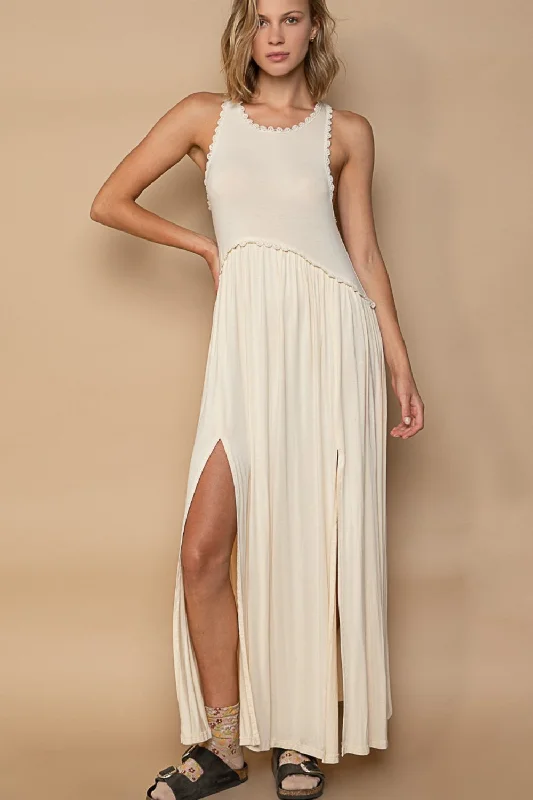 Trendsetter's Closet POL Sleeveless Back Zipper Front Slit Maxi Dress