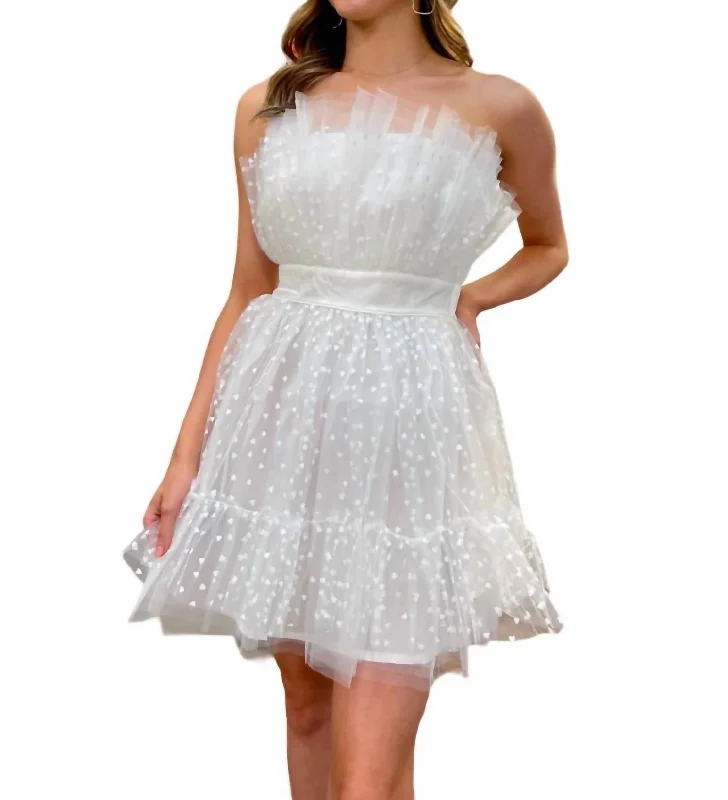 Budget Saver Strapless Organza Mini Dress In White