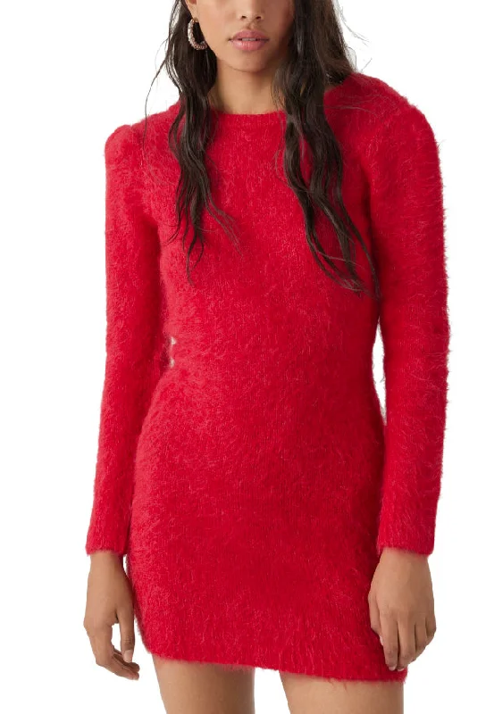 Limited Styles Ba&sh Women's Red Tunisia Alpaca Sweater Mini Dress