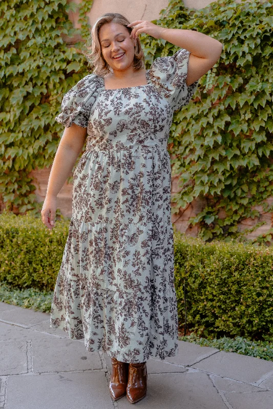 Your Timeless Wardrobe Awaits Cassidy Mineral Blue Floral Dress - DM Exclusive - Maternity Friendly