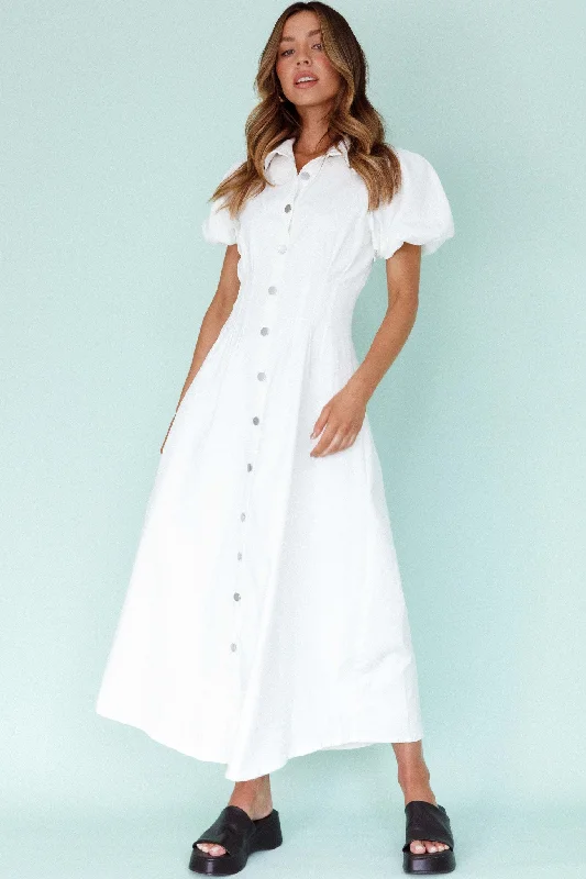 Latest Trends Zurich Pleated Waist Midi Dress White